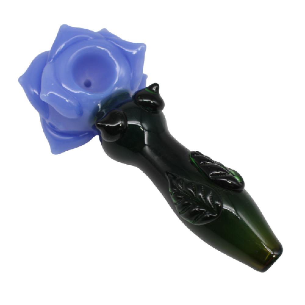 Rose Flower Glass Hand Pipe made from durable borosilicate glass with elegant floral design, compact and heat-resistant pipe.