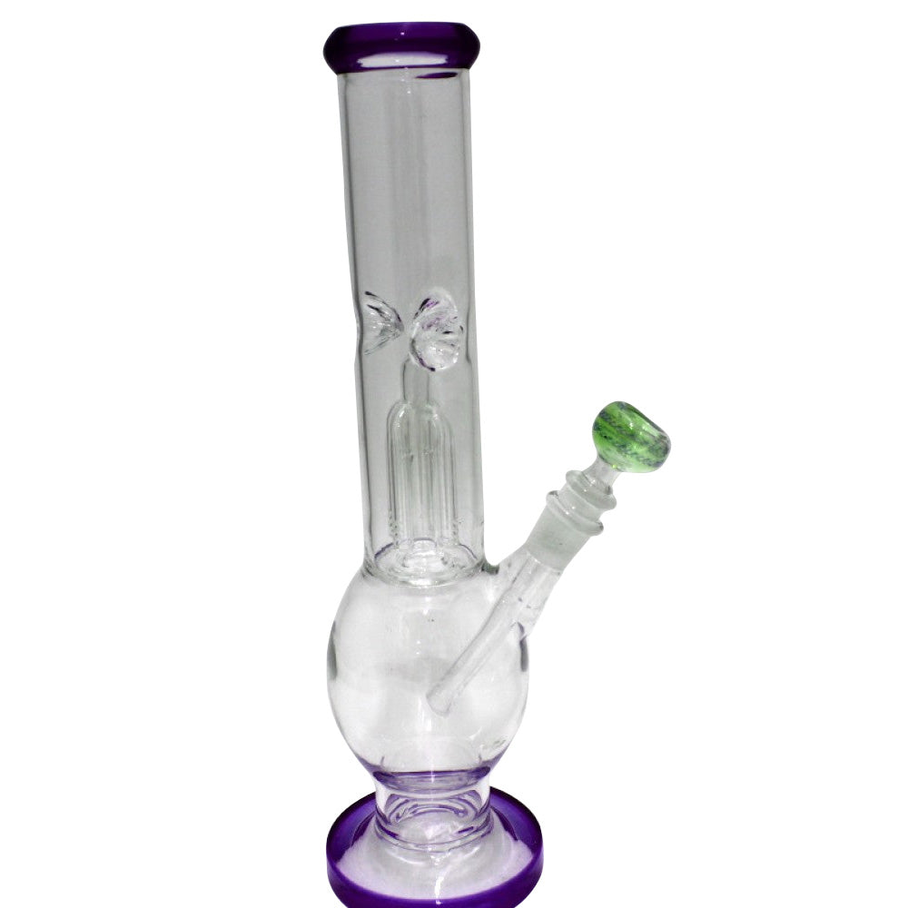 Round Bottom Tree Percolator Color Tube Water Pipe with 14MM Male Bowl featuring glass-on-glass connection, premium filtration, and durable glass construction.