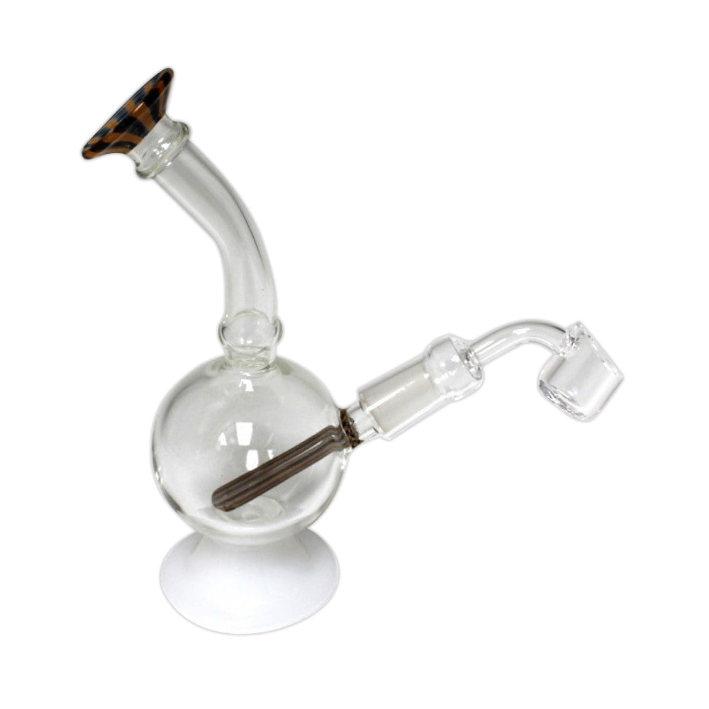 Round shape design dab rig water pipe with 14mm female banger, durable glass body and smooth water filtration system for clean hits and easy use.
