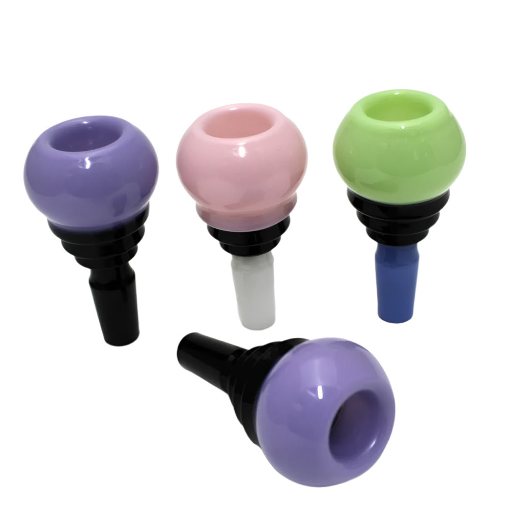 Round step design double color glass bowl 14MM male made from durable heat resistant glass for smooth airflow.