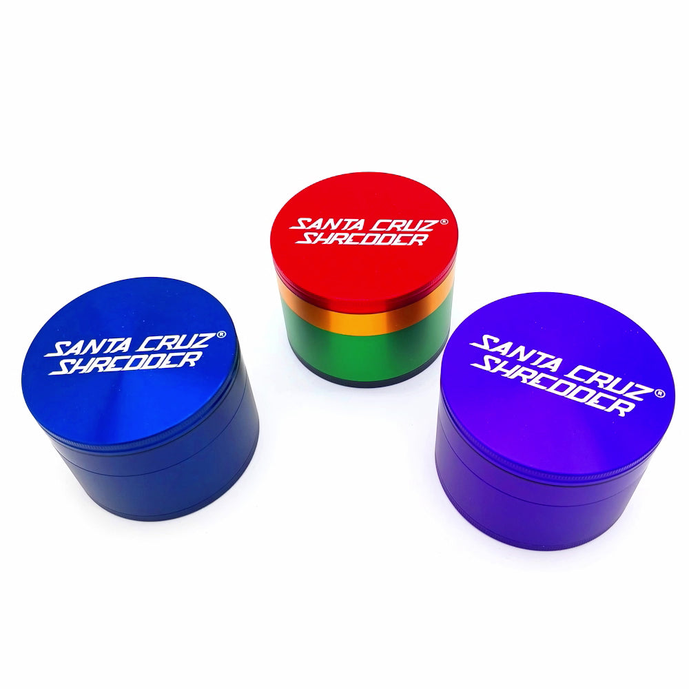 Santa Cruz Shredder jumbo 4 part aluminum herb grinder with durable build, sharp teeth, and smooth grinding performance for consistent herb preparation.