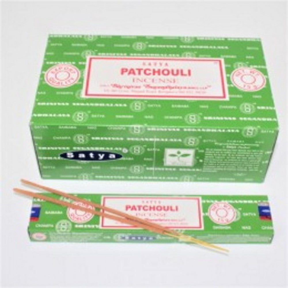 Hand-rolled Satya masala incense sticks with natural herbal fragrance.