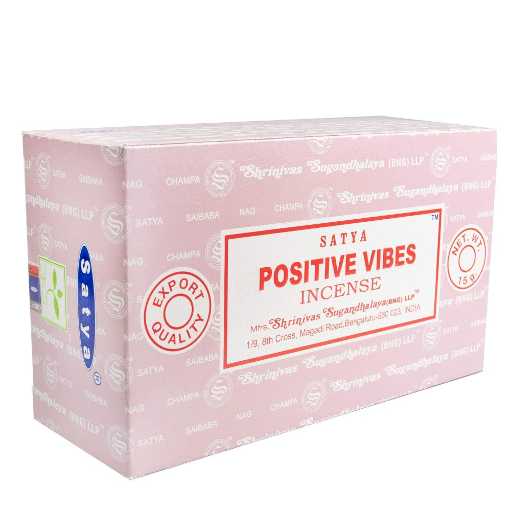 Original Satya incense box containing 12 packs of 15g sticks with natural aroma.