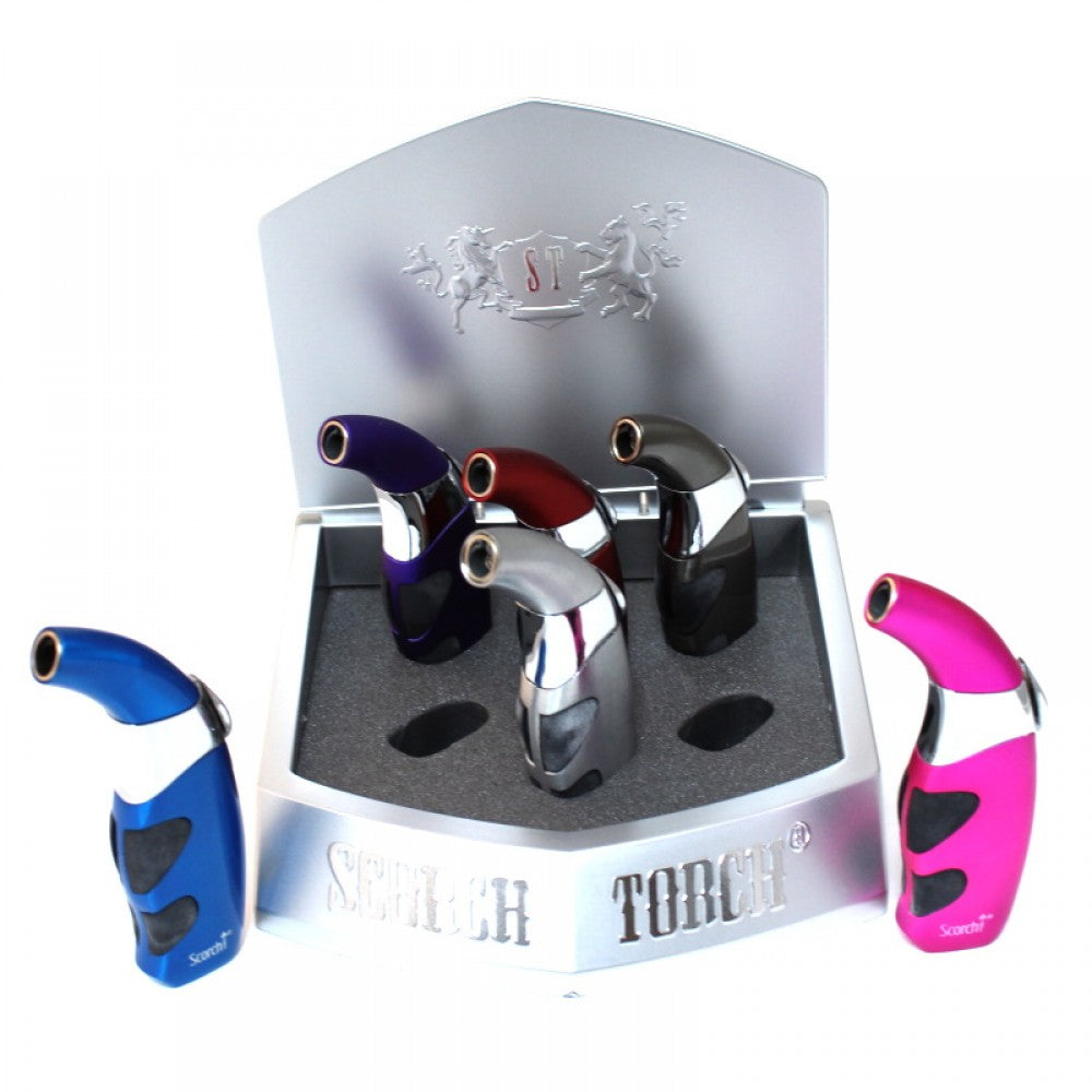 Scorch curve mix color lighter Model 61250, single flame metal body with ergonomic curved design, 6 pcs pack for retail and daily use.