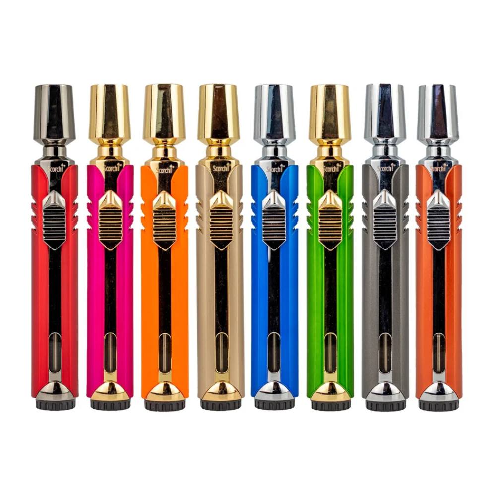 Scorch Torch 61595 3T extra large pencil torch display pack 12pcs durable refillable torch lighter with high flame output for kitchen and utility applications