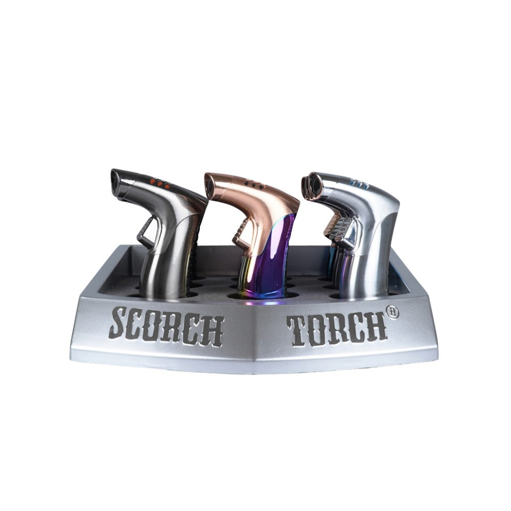 Scorch Torch Model 61518 45 Degree Turbo Jet Torch Lighter Windproof Butane Refillable Torch with Powerful Flame 9 Pieces per Display