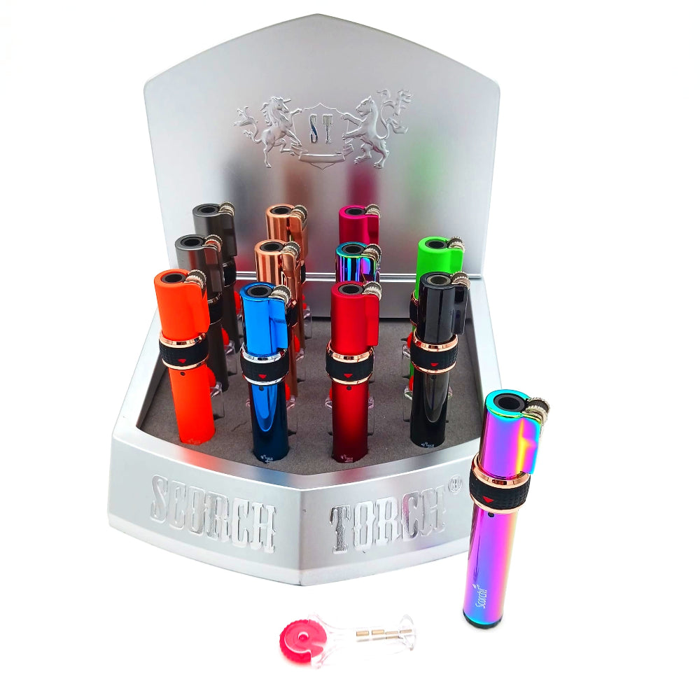 Scorch Torch 61585 butane torch lighter featuring flint ignition system and adjustable flame control