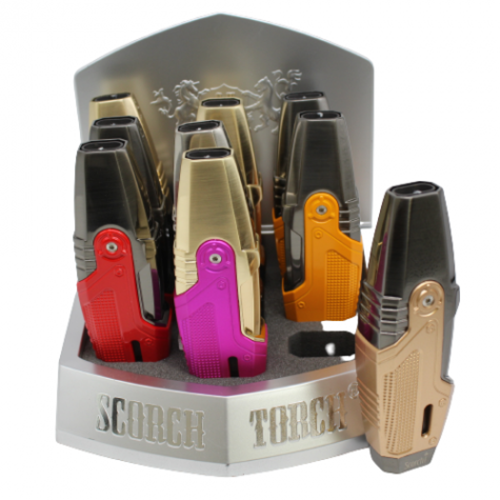 Scorch Torch 61590 double flame lighter refillable butane torch with dual jet flame for powerful ignition and multipurpose use with durable design
