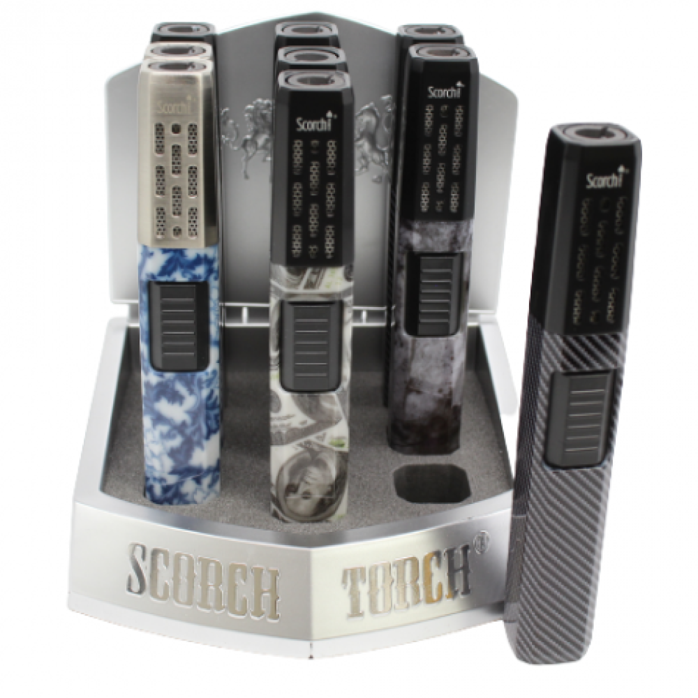 Scorch Torch Model No 61632 lighter 9 pieces per display adjustable flame torch durable metal body wind resistant ignition compact portable design for daily use.