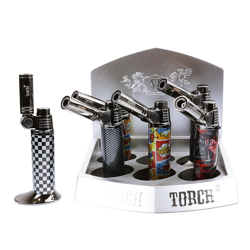 Scorch Torch model 61673 adjustable angle torch lighter 6 pieces per pack refillable butane torch with angled flame design for precise and multipurpose use