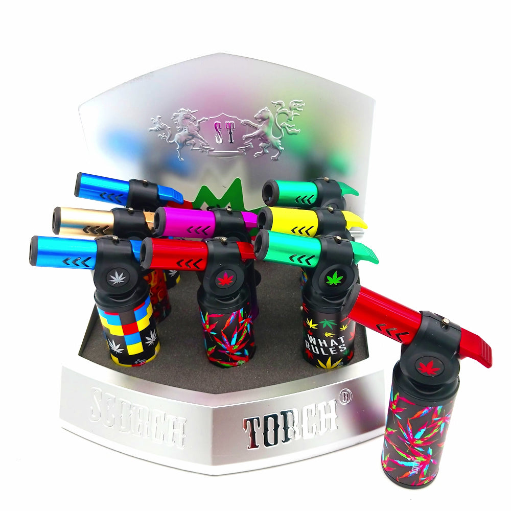 Scorch Torch 61784 smooth press torch lighters 9 pack, refillable jet flame lighters with easy ignition and durable design for retail and everyday use.