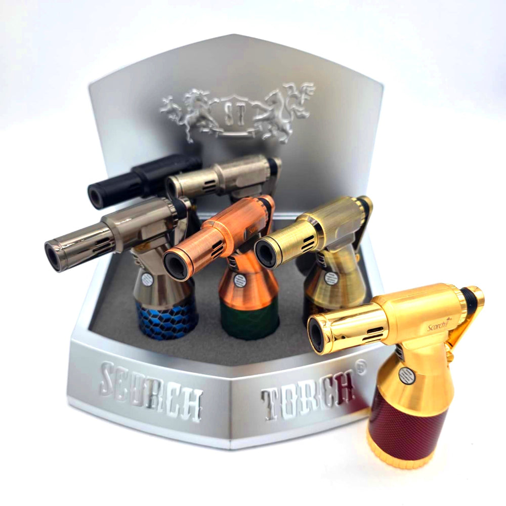 Scorch Torch single flame heavy metal torch model 61858 6 pcs per pack durable refillable torch lighter.