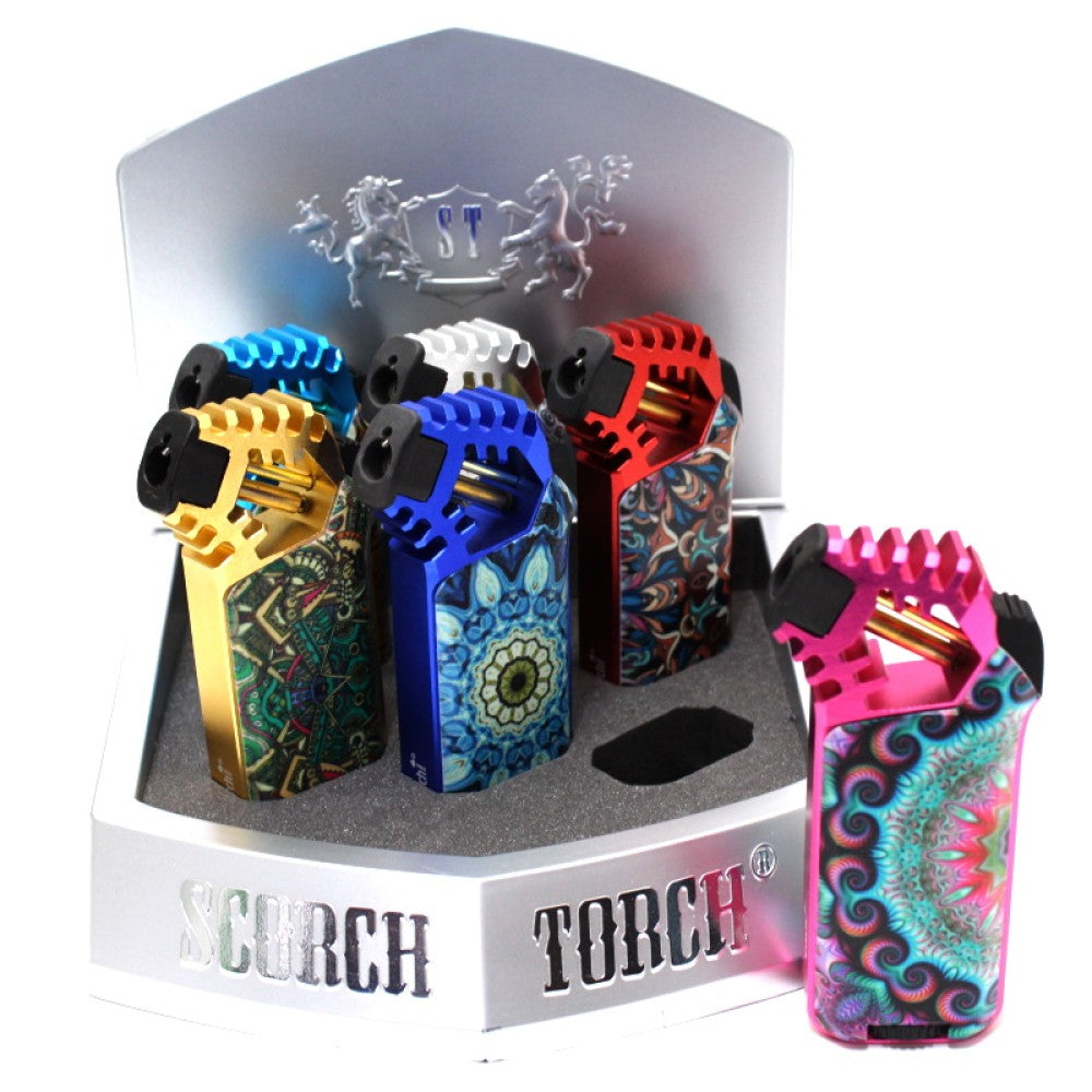 Scorch Torch X Series Model 61560 Raptor Mandala Design Torch Lighter with Windproof Flame Durable Refillable Butane Torch 6 Pieces per Pack