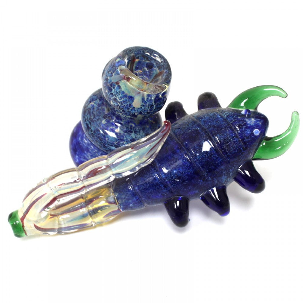 Scorpion Design Blue Art Color Bubbler Large with handcrafted glass construction, artistic blue detailing, and unique scorpion-inspired design.