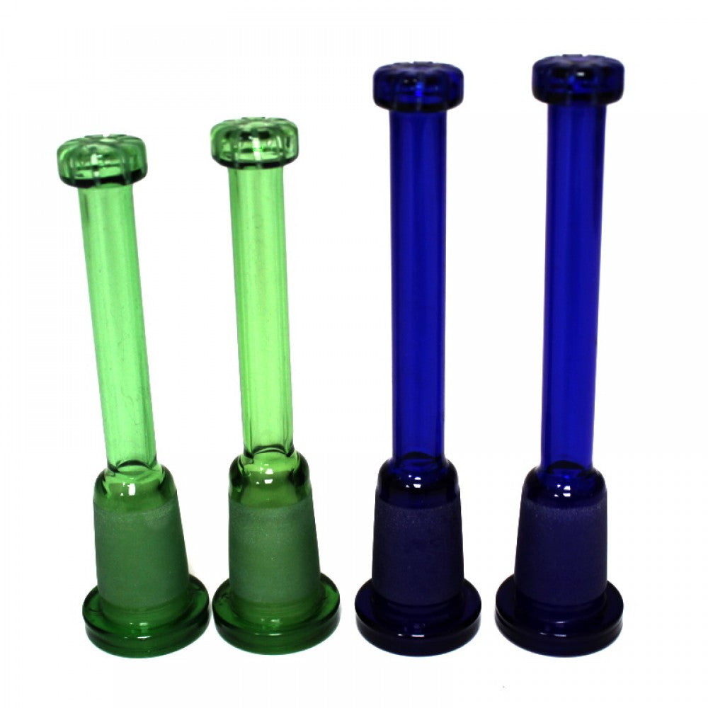 Shower head downstem 18MM male to 14MM female made from heat resistant glass with diffuser design for smooth airflow.