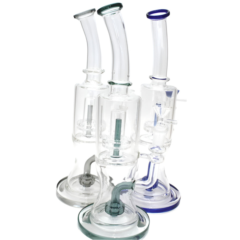 Shower head percolator water pipe with durable glass construction, advanced filtration system, stable base, and smooth airflow design.