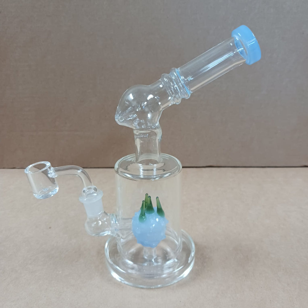 Side arm design glass dab rig water pipe with 14mm male banger, durable construction for smooth airflow, efficient filtration, and clean vapor delivery.