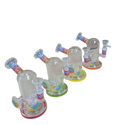 Side arm holder design zig zag color water pipe made from durable glass, featuring a unique zig zag body for smooth filtration, stable grip, and stylish smoking performance.