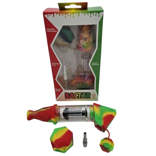 Silicon and glass 2 in 1 straw kit and bubbler designed for portable use, smooth filtration, and durable hybrid construction.