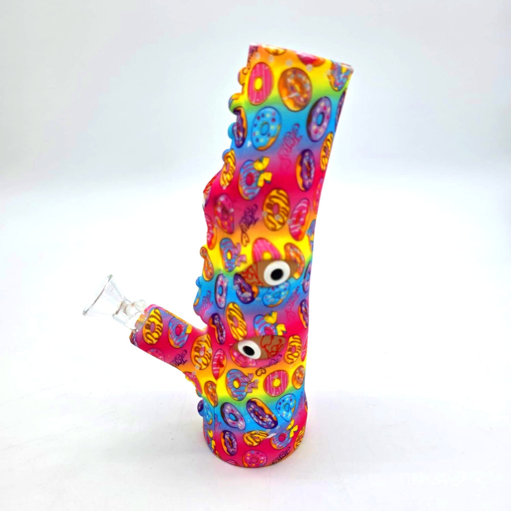 Silicon LED Eye Design Glass Water Pipe stylish bong with LED illuminated eye feature, combining glass and silicone for smooth, clean, and cool hits.