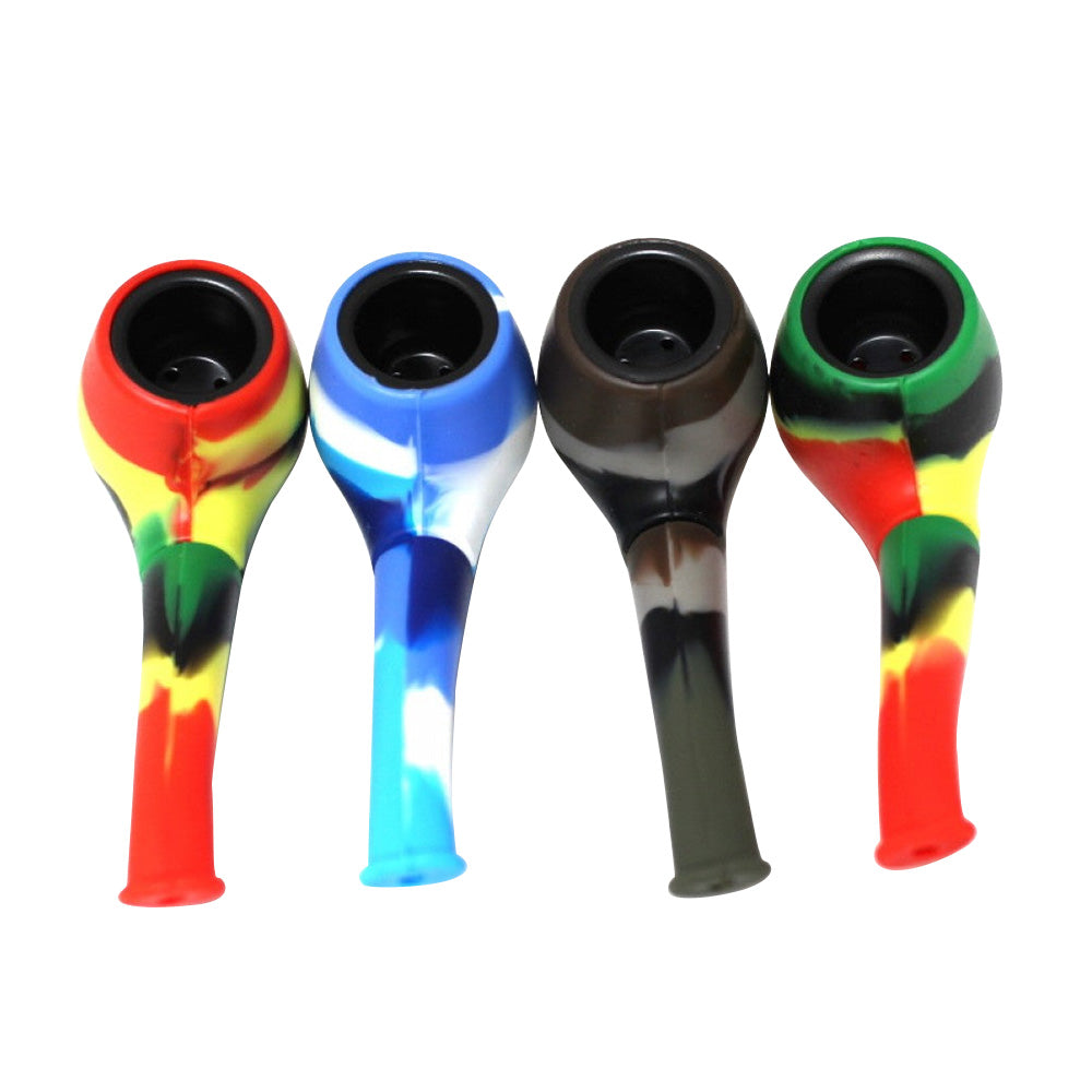 Silicone 2 Part Sherlock Style Hand Pipe with Durable Heat Resistant Material and Removable Easy Clean Design