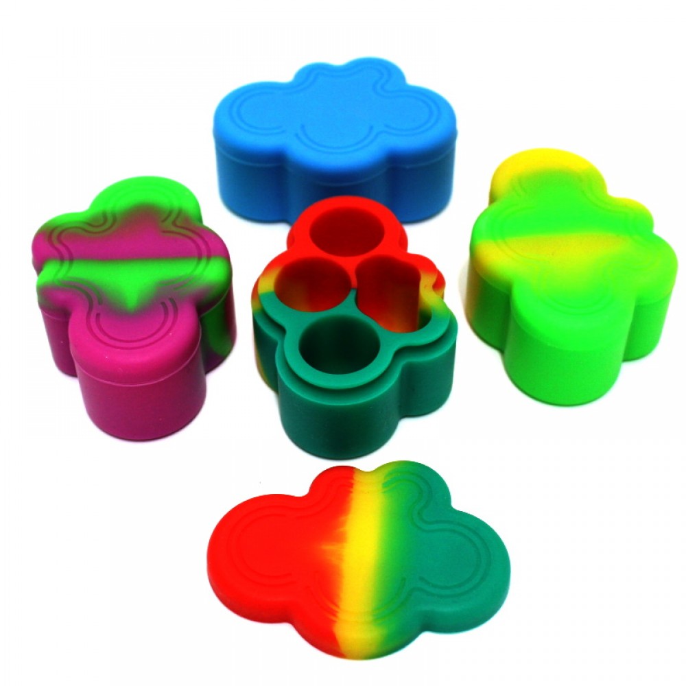 Silicone 4 pocket container with multi compartment design, flexible and durable storage box for organized, airtight, and portable everyday use.