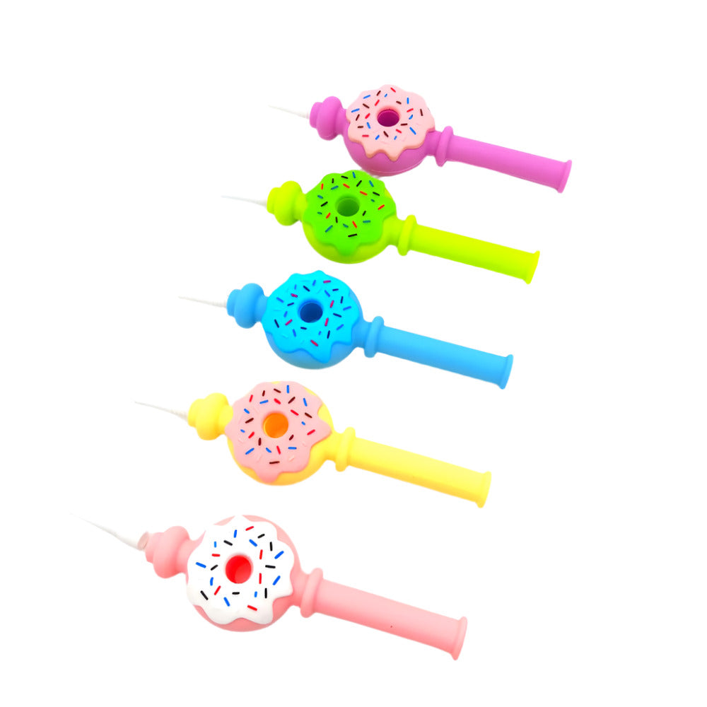 Silicone donut design NC kit with 10mm ceramic nail, durable heat-resistant silicone body, and compact portable structure for concentrate use.