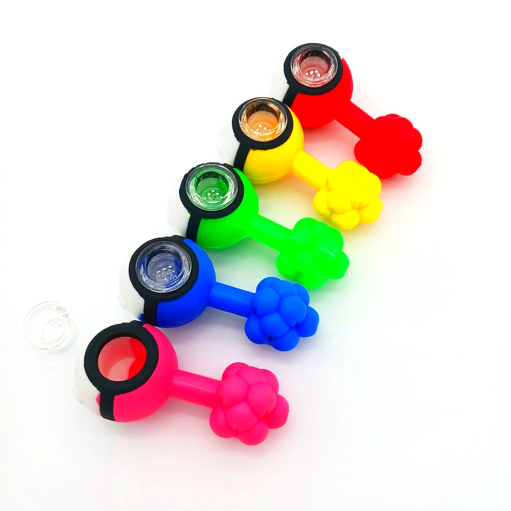 Silicone Flower Design Assorted Color Hand Pipe featuring durable heat-resistant silicone, vibrant multi-color flower shape, and portable easy-to-clean design.