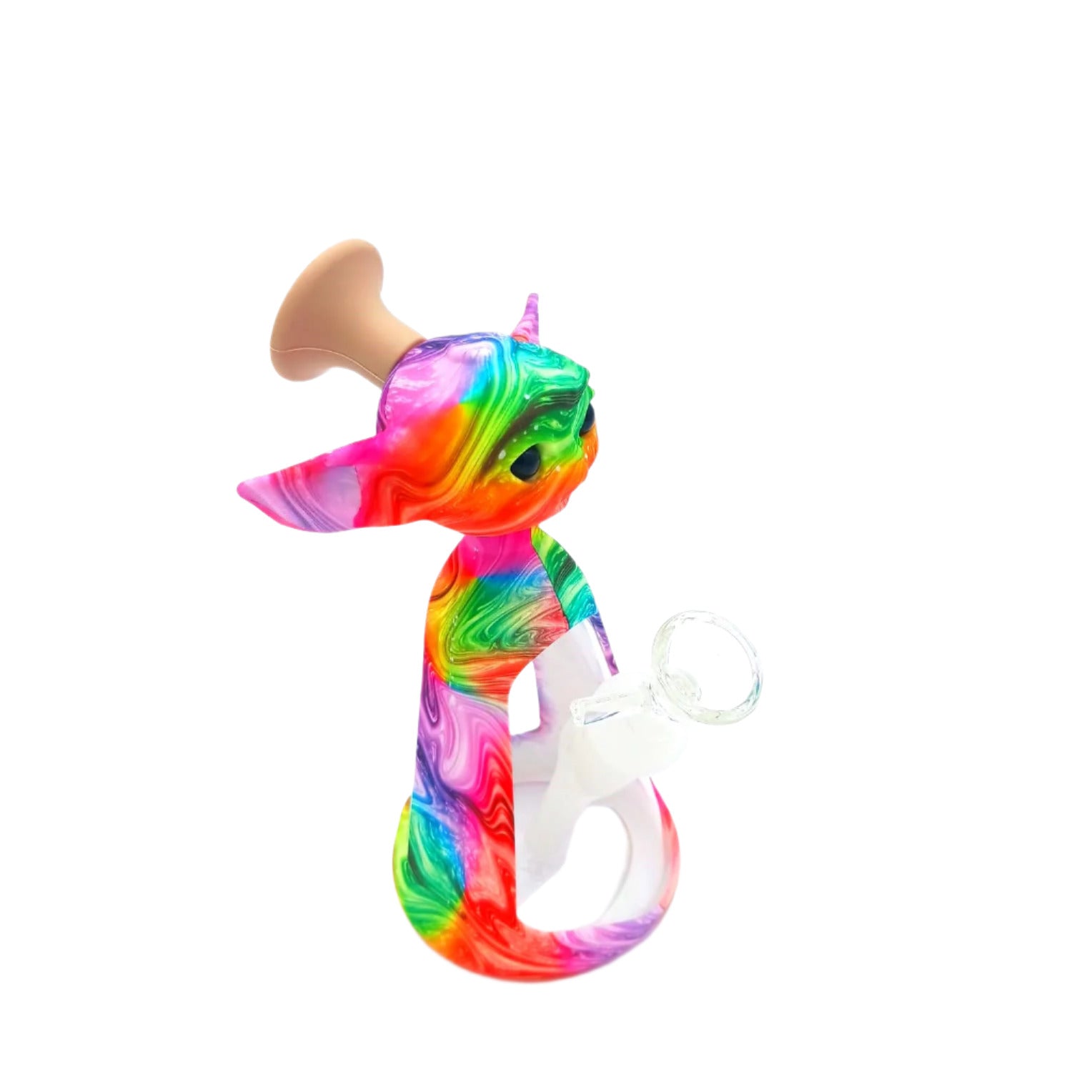Hybrid silicone and glass fancy design water pipe with durable silicone body and glass chamber for smooth airflow and clean smoking experience.