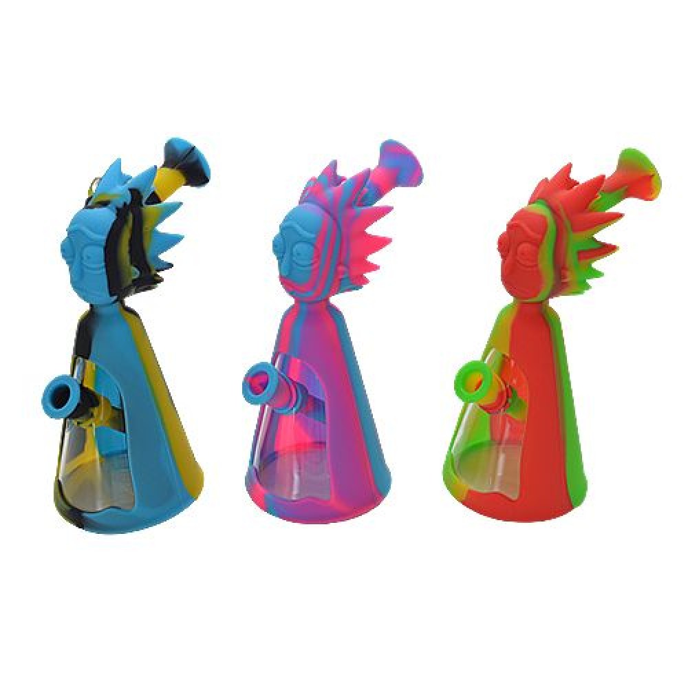 RM design silicone and glass water pipe with a durable construction, removable glass components, and efficient water filtration for smooth draws.