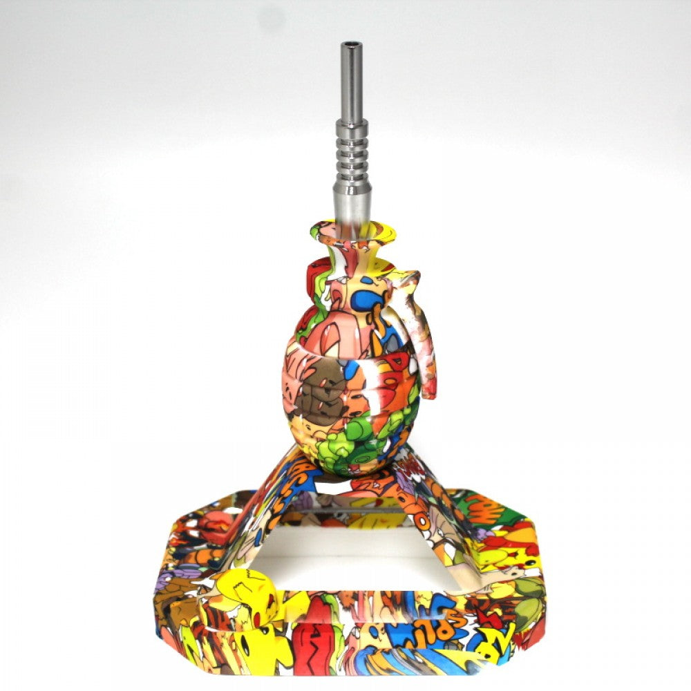 Silicone grenade nectar kit multi color set with 14mm connection, durable and heat-resistant design for smooth portable dabbing use.