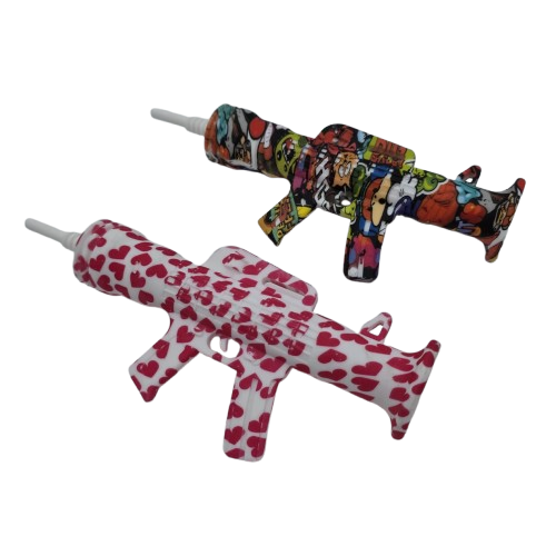 Silicone gun shape straw kit with 14mm ceramic nail designed for portable use, durability, and smooth concentrate vaporization.