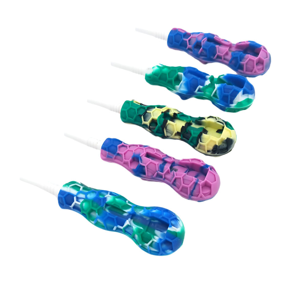 Silicone Honeycomb Design NC Kit with 10mm ceramic nail, durable silicone body, and compact portable design for concentrate use.