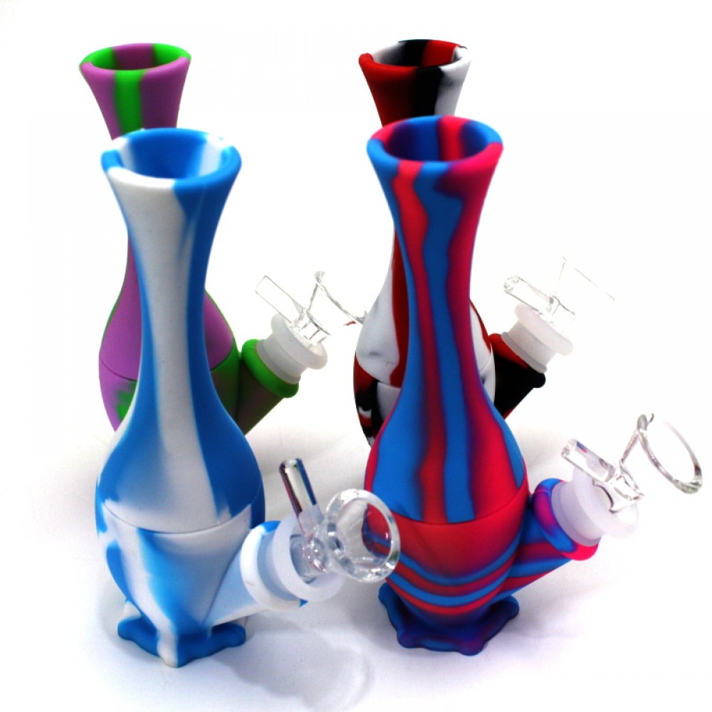 Silicone multi-color 2-part water pipe with a 14mm male bowl, durable heat-resistant body, detachable design, and smooth water filtration for clean airflow.