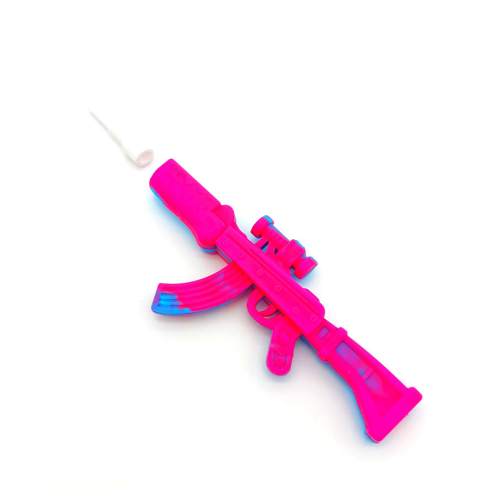 Silicone Multi Color Gun Shape NC Kit with 10MM Ceramic Nail featuring durable silicone construction, colorful design, and portable dabbing accessory functionality.