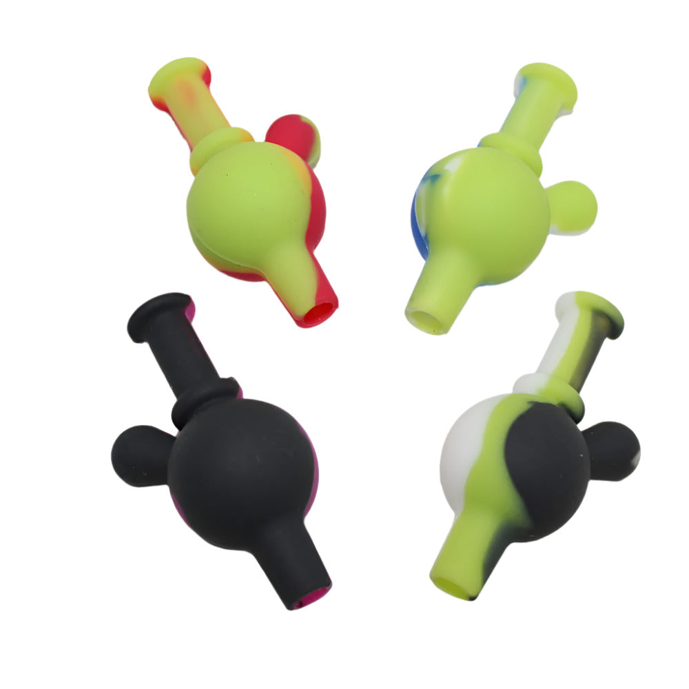 Silicone multi color round shape carb cap made from heat resistant flexible material for smooth airflow control.