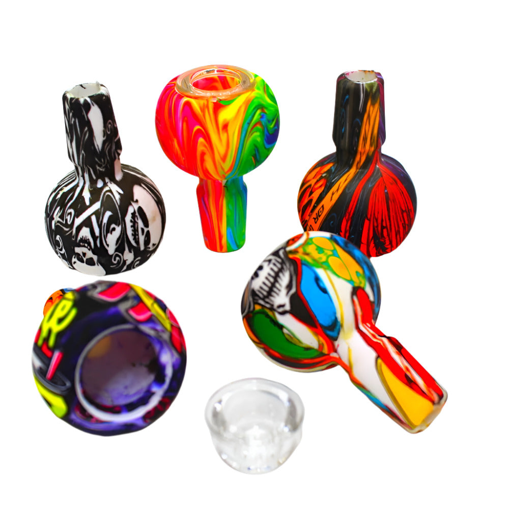 Silicone multi printed color bowl 18MM male made from durable heat resistant flexible material for safe and long-lasting use.