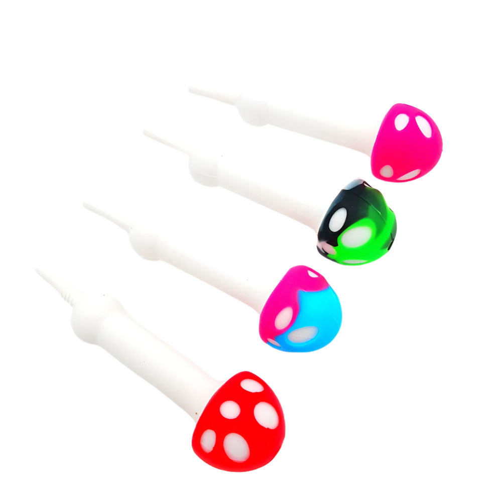 Silicone mushroom design NC kit with 10mm male ceramic nail, heat-resistant silicone construction, portable design, and reusable components.