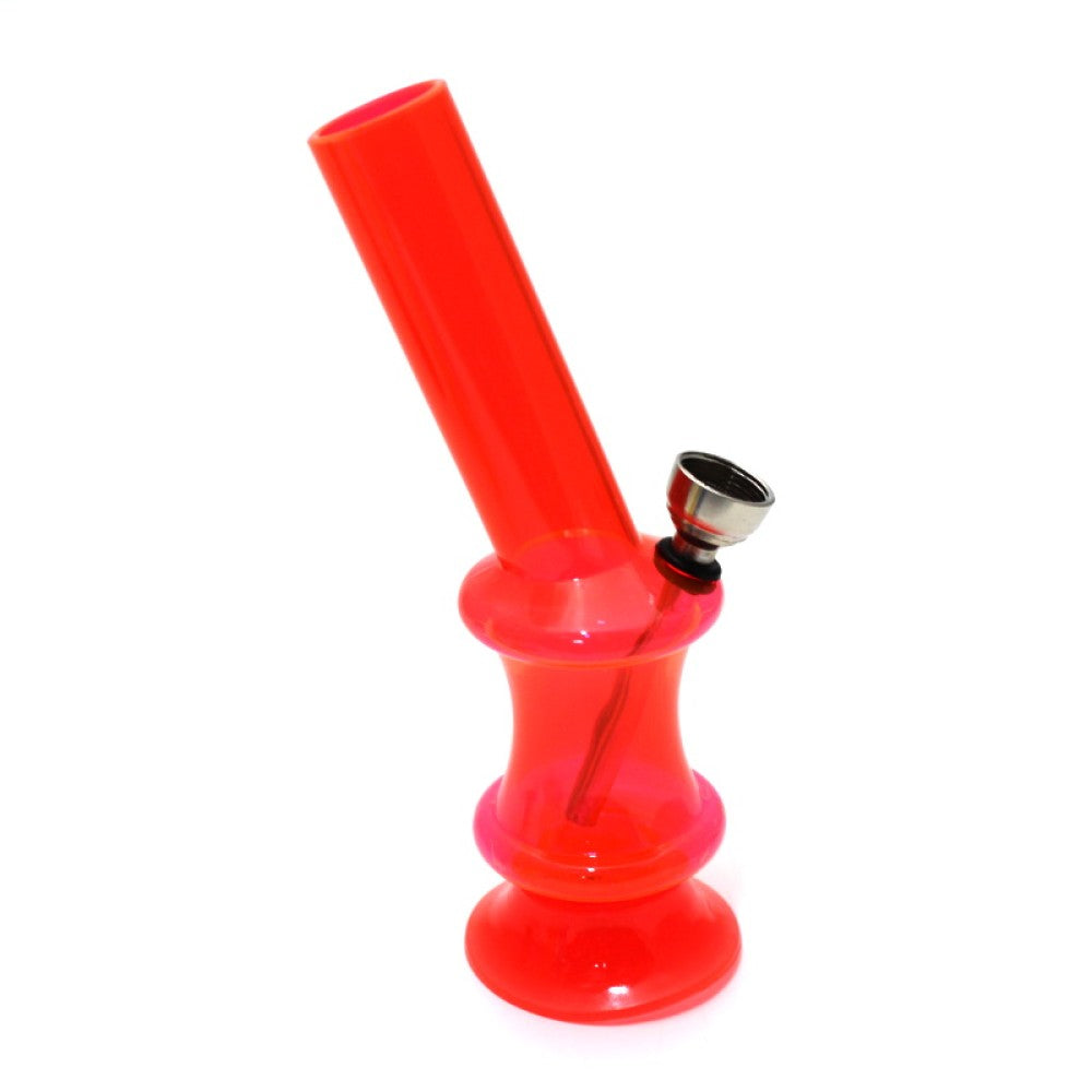 Skinny design solid color acrylic water pipe with metal downstem and bowl with screen, lightweight and durable construction designed for smooth airflow and easy maintenance.