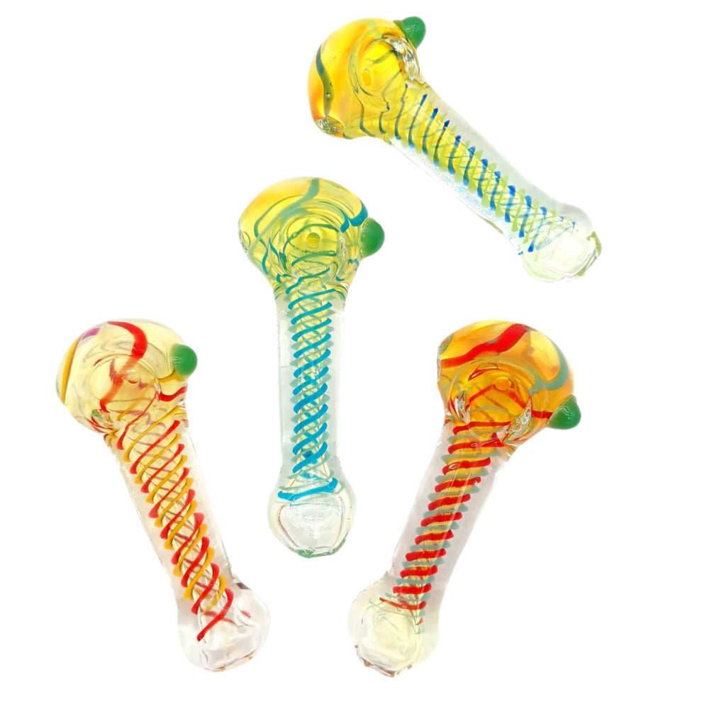 Skinny swirl glass hand pipe with colorful slim design, durable construction, smooth airflow, and compact portable shape for a clean smoking experience.