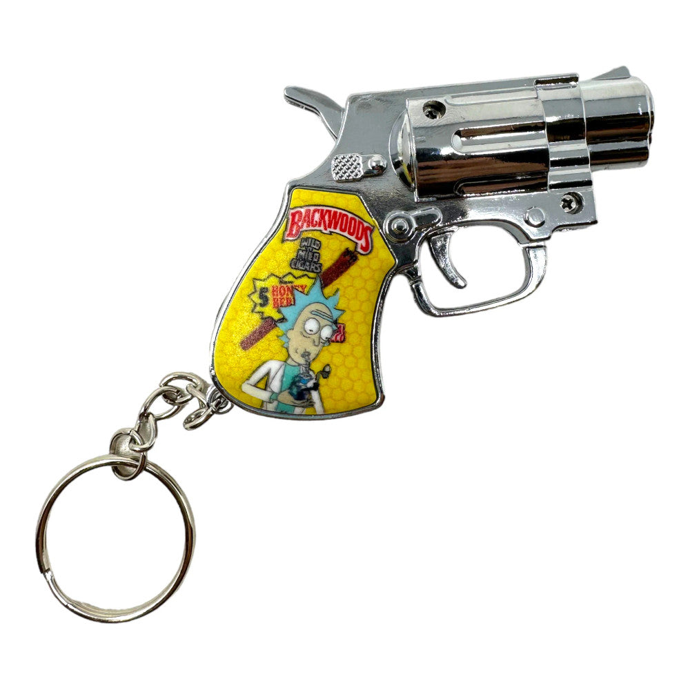 Skull Revolver Key Torch Lighter refillable butane windproof torch lighter with skull design, 12 count display pack for retail distribution