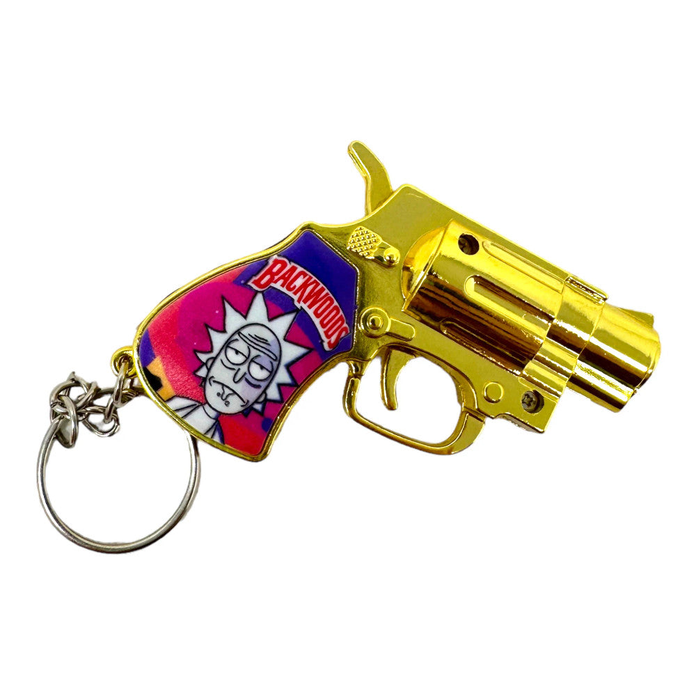 Skull Revolver Torch Lighter with Key by Techno Torch refillable butane windproof torch lighter, 12 pieces per display for retail use