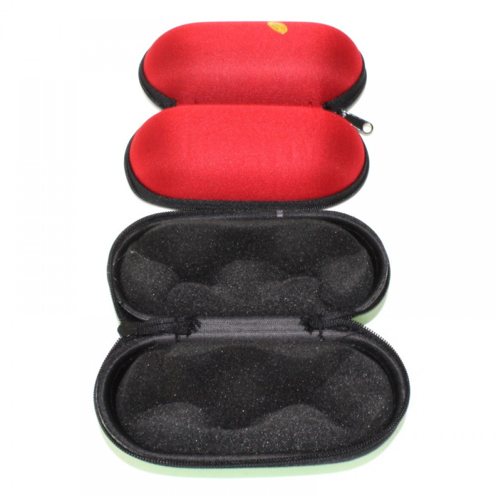 Small capsule hand pipe carrying case with hard shell protection, soft interior lining, and zipper closure for safe portable storage.