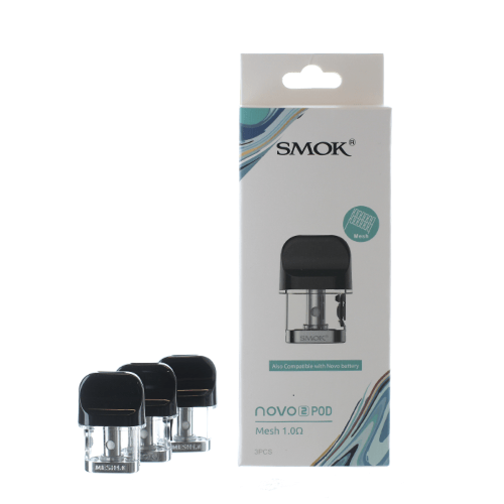 SMOK Novo 2 Pod 3pcs pack 1.0ohm mesh pods California customers only replacement vape pods designed for smooth flavor production and consistent airflow performance