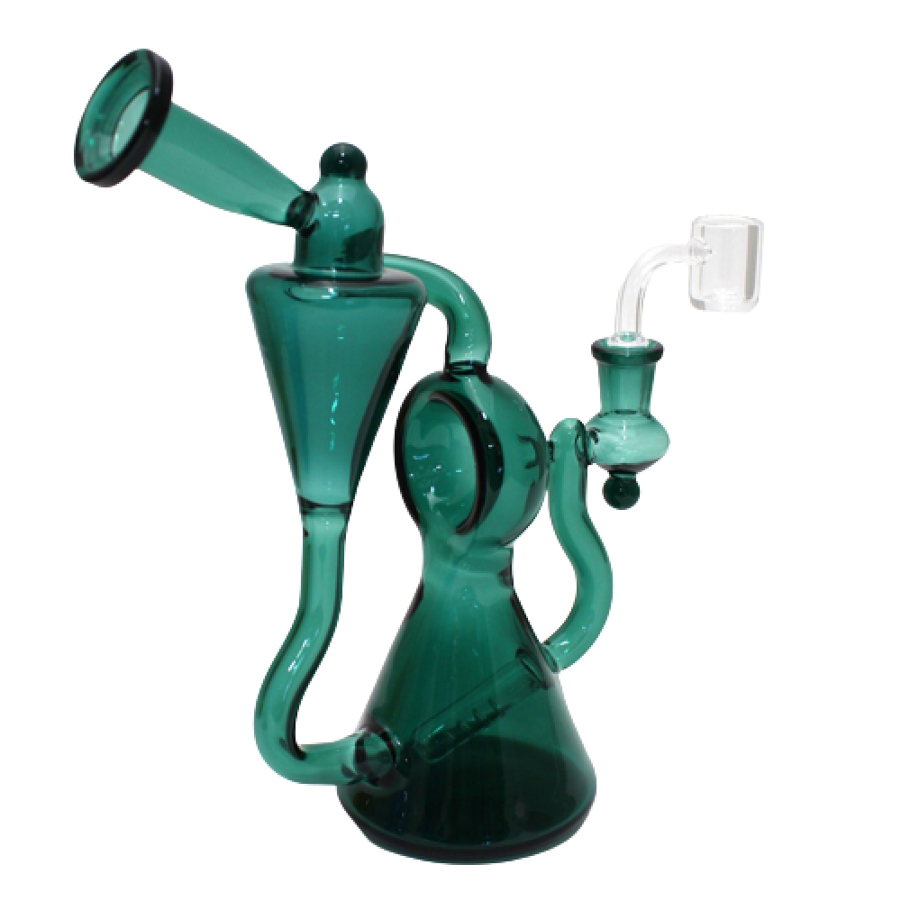 Solid color handled design dab rig water pipe with 14mm male banger durable glass piece for smooth concentrate vapor use
