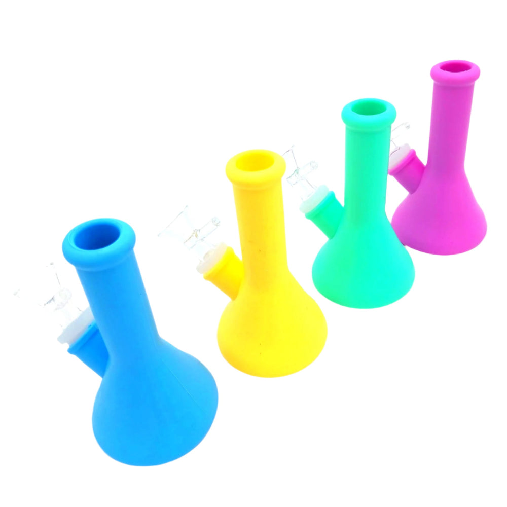 Solid color silicone beaker base water pipe with 14mm male bowl