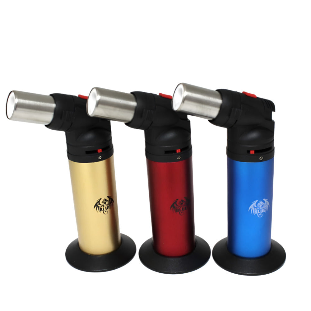 Special Blue Broiler Torch with high-powered flame, adjustable control, refillable butane system, and durable ergonomic design.