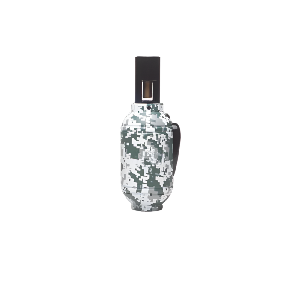 Special Blue Grenade Pixels Torch with bold grenade-style pixel design, powerful flame, refillable butane system, and 12-piece pack packaging.