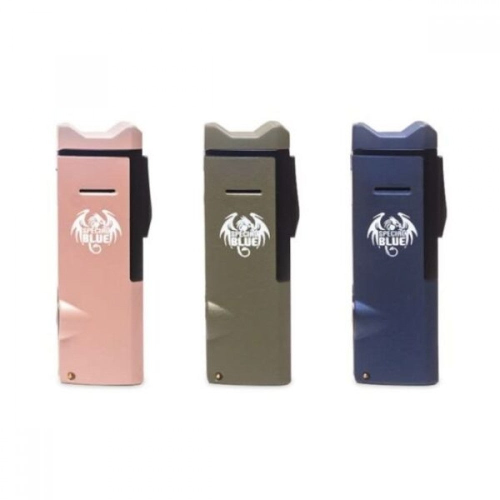 Special Blue Summit Cigar Torch with powerful wind-resistant flame, ergonomic grip, refillable butane system, and 9-piece pack packaging.