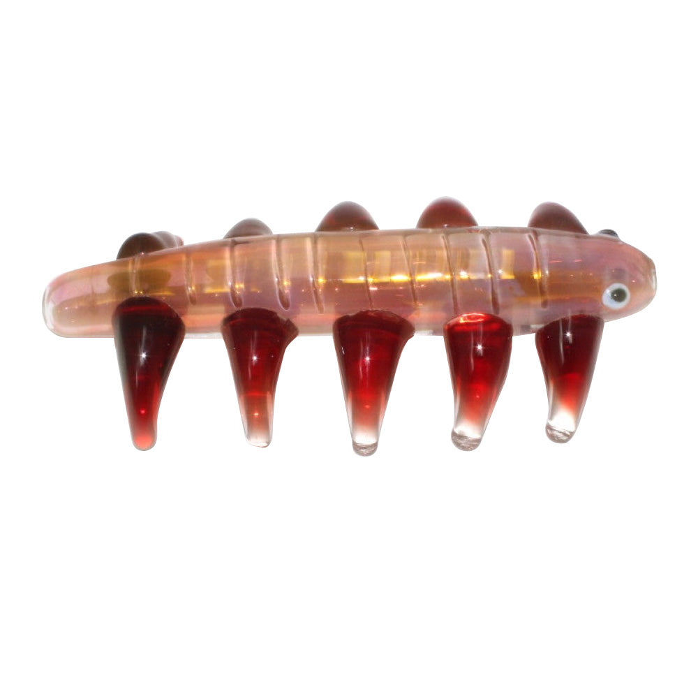 Spiked Insect Gold Fumed Glass Hand Pipe featuring detailed insect-inspired design, artistic spiked accents, and durable handcrafted glass construction.